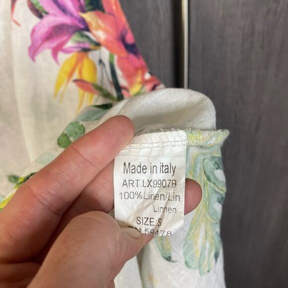 Lungo L'arno Italy Floral Linen Long Beach Dress Small - Picture 4 of 6